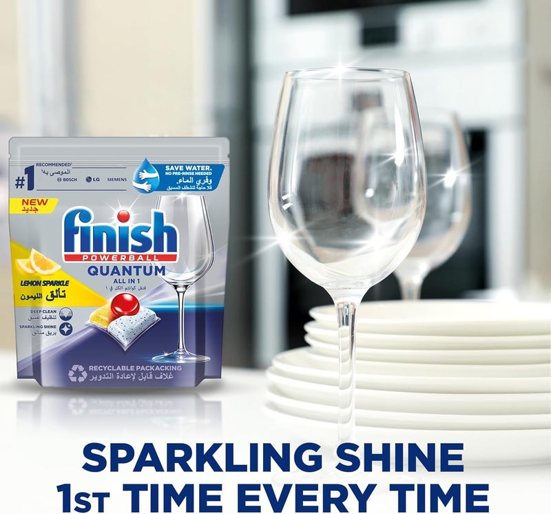 Finish Powerball Quantum All in One Dishwasher Detergent Tablets, Lemon Sparkle - 50 Tabs (Pack of 2) - Image 2
